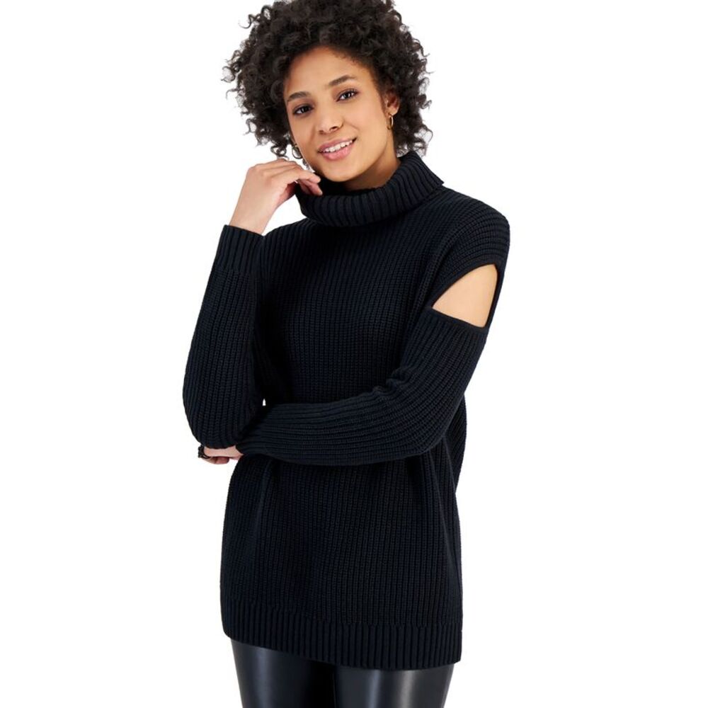 Bar III Women's Turtleneck Cutout Sweater